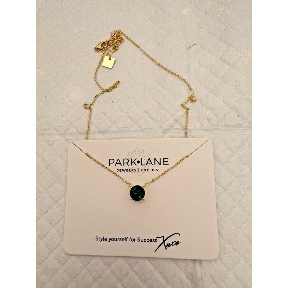 Park Lane Emerald & Green Solitaire Necklace from Impressions Collection